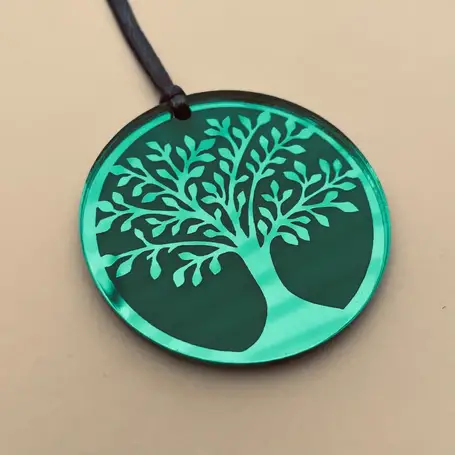 Mini decoration - tree of life in green mirror acr
