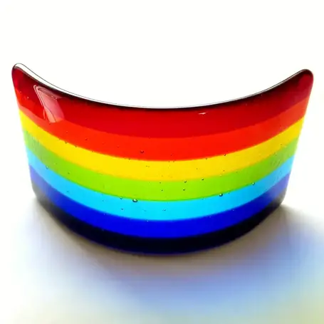 Small rainbow fused glass curve