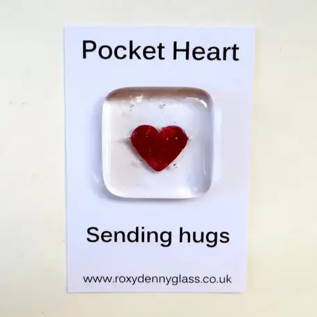 Fused glass pocket heart