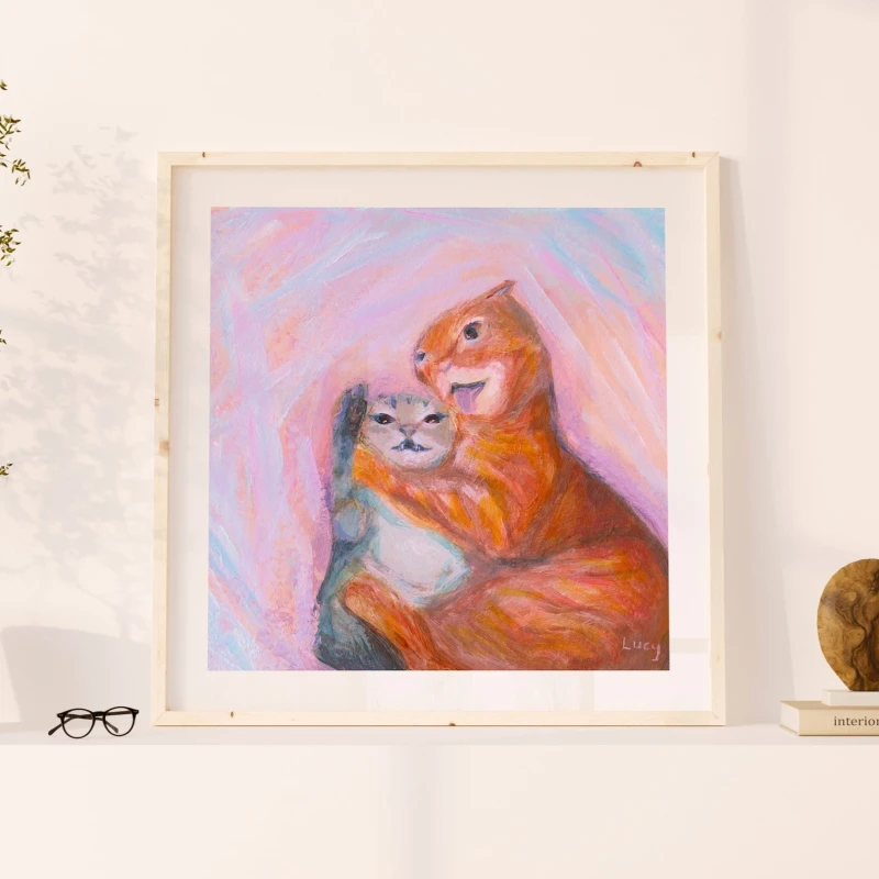 Cuteness Aggression - Loving Cat Couple - Funny Wall Art Print