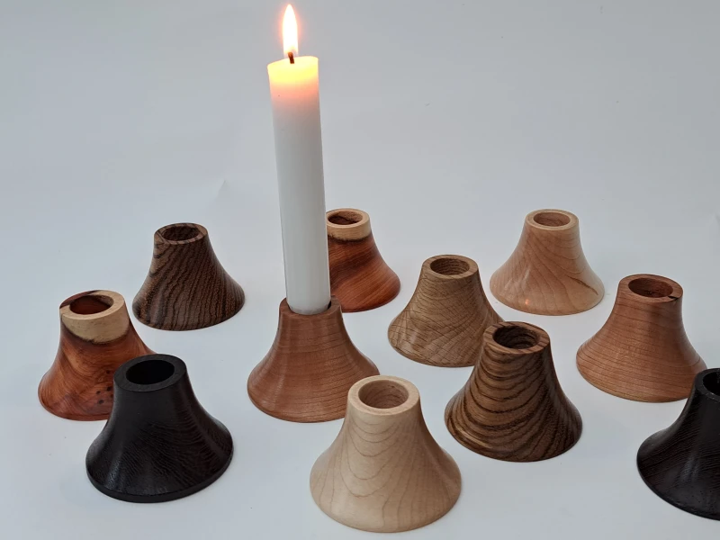 Candle holders, handmade from hardwood.