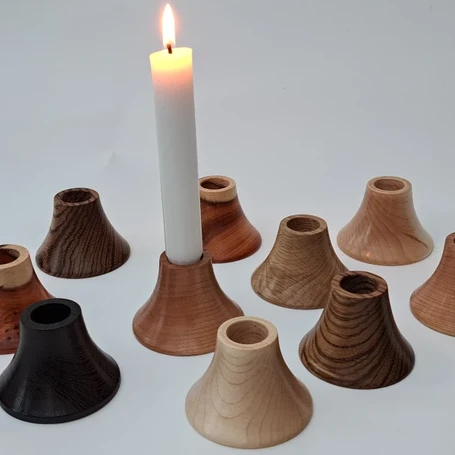 Candle holders, handmade from hardwood.