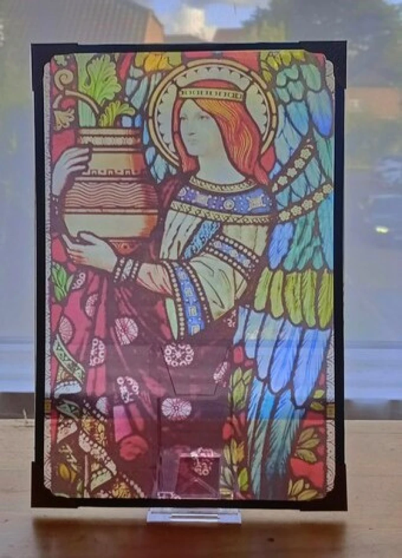 Angel With Urn Stained Glass Effect Panel