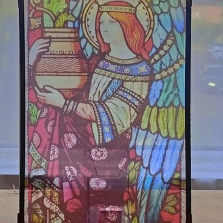 Angel With Urn Stained Glass Effect Panel