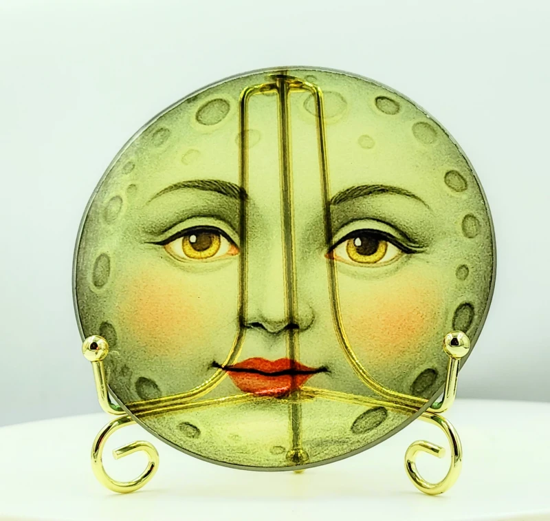 Victorian Inspired 'Moonface' Stained Glass Effect Tile