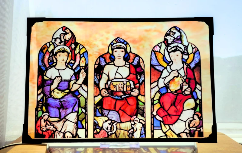 Faith Hope & Charity Stained Glass Effect Panel