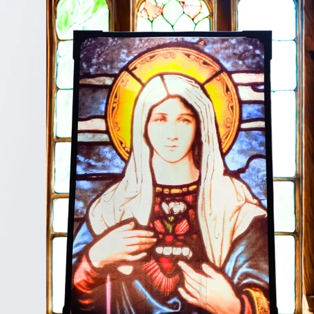 Sacred Mary Stained Glass Effect Panel