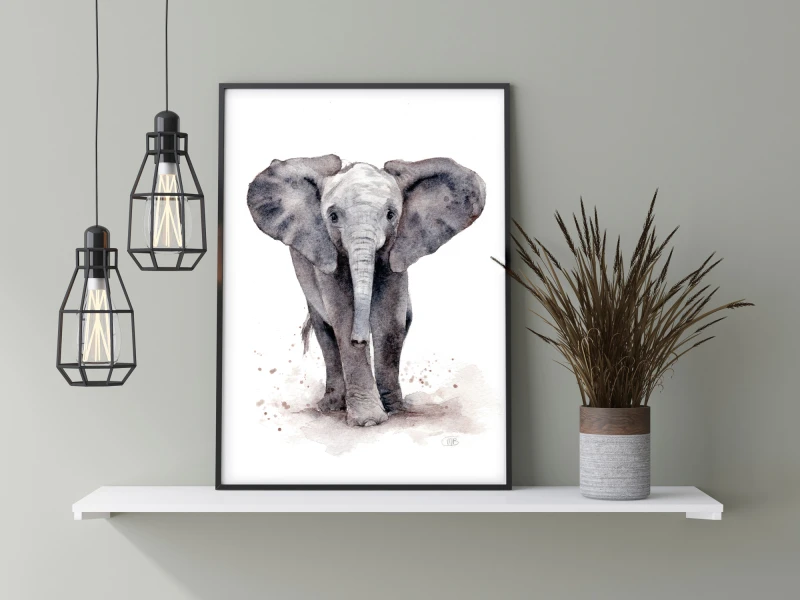 'Ellis' Elephant Giclee print