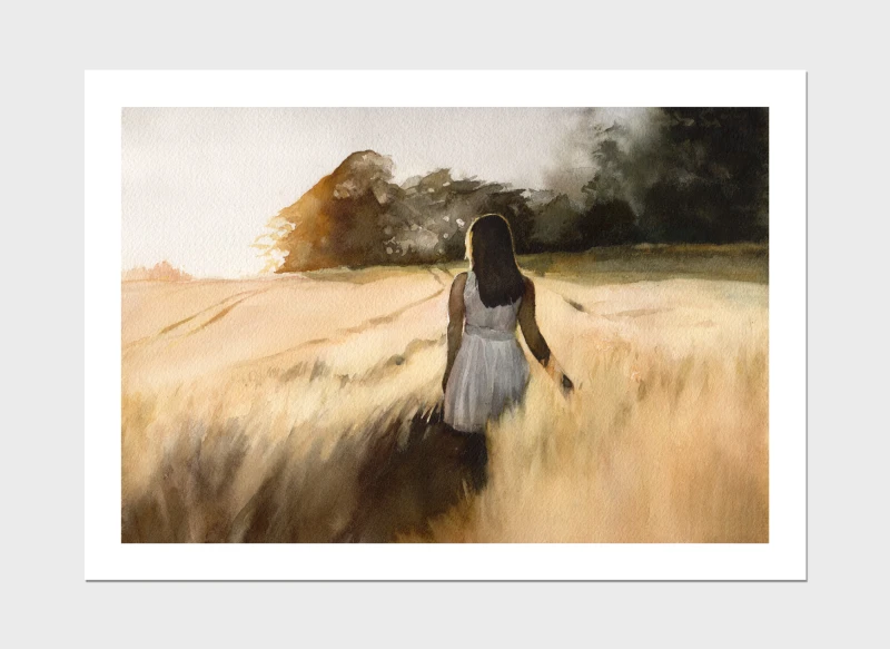 'The Golden Hour' Landscape Watercolour Giclee print