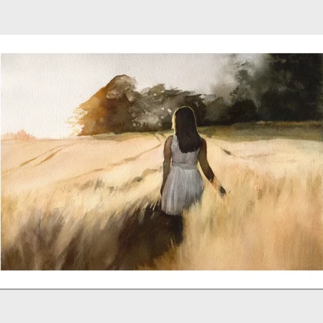 'The Golden Hour' Landscape Watercolour Giclee print