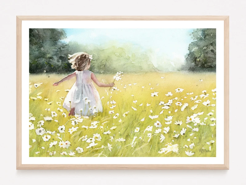 'Daisy Girl' Watercolour Giclee Print