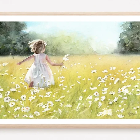 'Daisy Girl' Watercolour Giclee Print