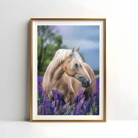 'Palomino Horse in the Lupines'