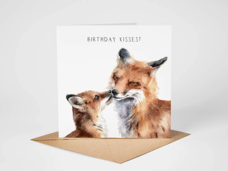 'Fox Kiss' Birthday Card