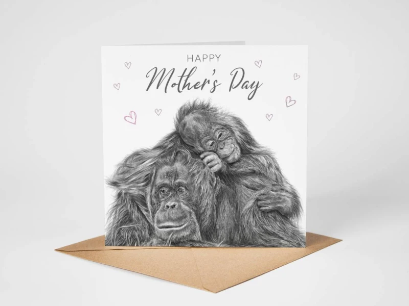 'Bonded' - Orangutan Mother's Day Card