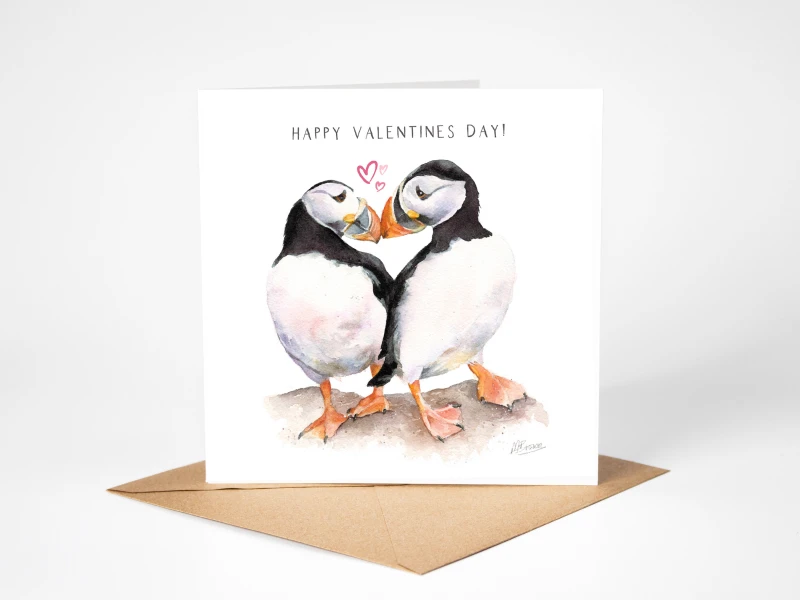 'Puffins' Valentines Day Card