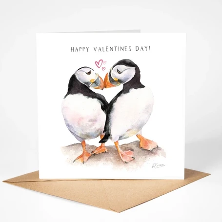 'Puffins' Valentines Day Card