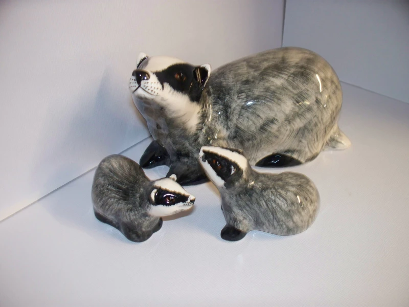 Ceramic Badger and Cubs