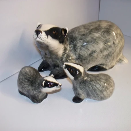 Ceramic Badger and Cubs