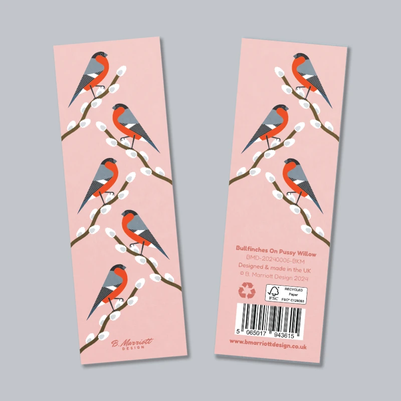 Bullfinches On Pussy Willow - Eco-Friendly Wildlife-Themed Bookmark