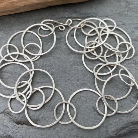 Satin finish sterling silver chain necklace