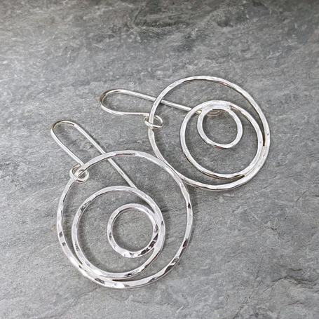 Sterling silver eccentric circles earrings