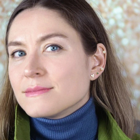 Seven Diamonds Flower Stud Ear Stack by Lena Cohen Jewellery