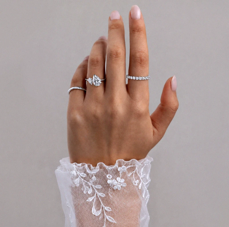 Pear-Shaped Diamond Toi et Moi Engagement Ring Made in London