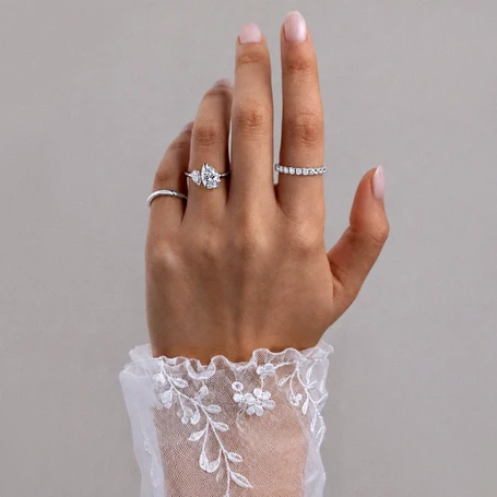 Pear-Shaped Diamond Toi et Moi Engagement Ring Made in London