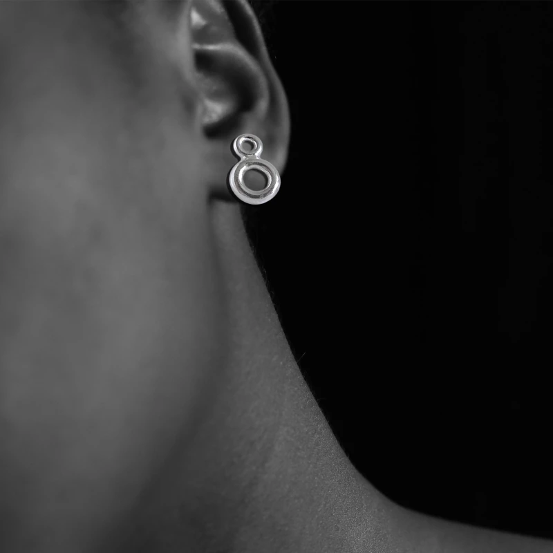 silver double torus stud earrings 