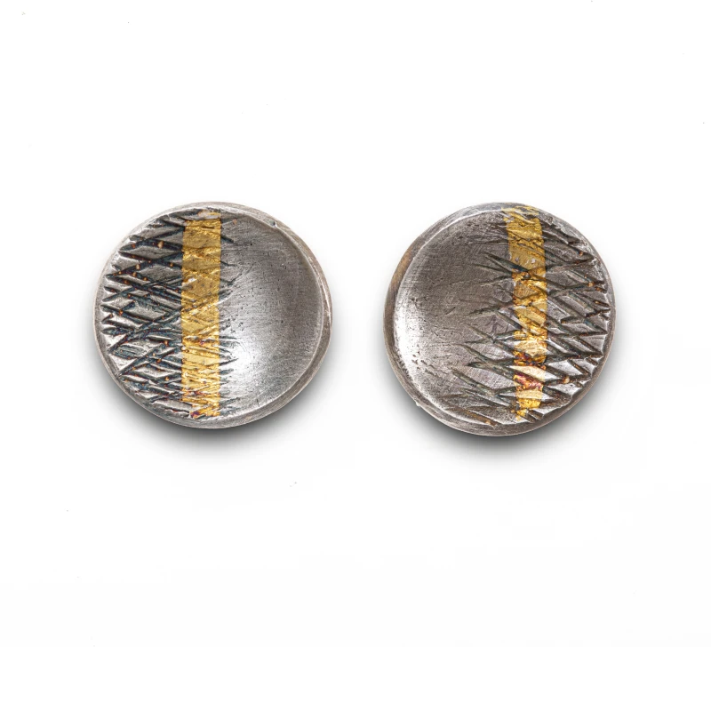 Small cupped gold stripe studs
