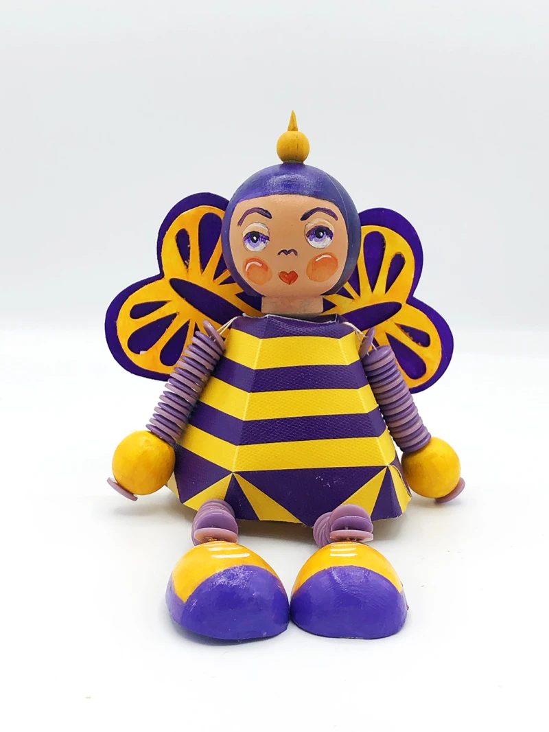 Flonibee (Purple Hair) Wood Collectable Doll Limit