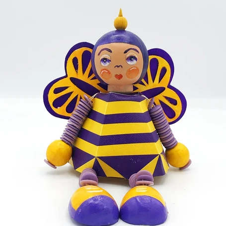 Flonibee (Purple Hair) Wood Collectable Doll Limit