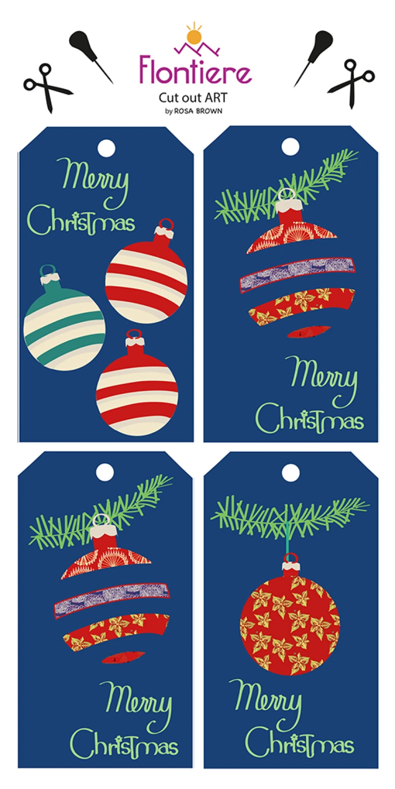 Christmas Bubbles Tags Set of 4