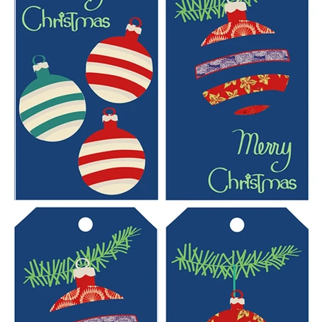 Christmas Bubbles Tags Set of 4