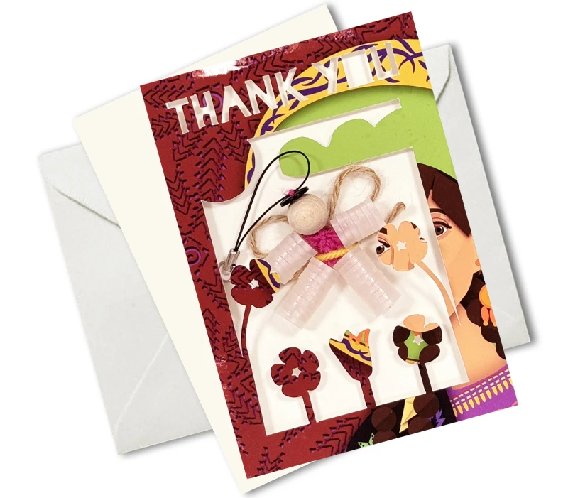 Thank You Card With an Angel Keyring (Handmade)