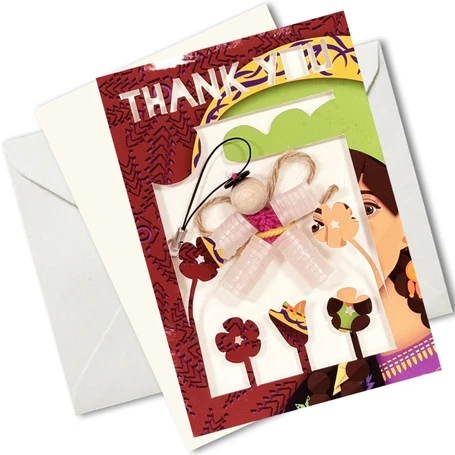 A6 Thank You Cut Out Card With an Angel Keyring (Handmade)