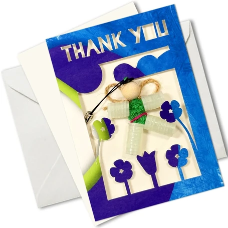 A6 Cut Out Thank You Card With an Angel Keyring (Handmade)